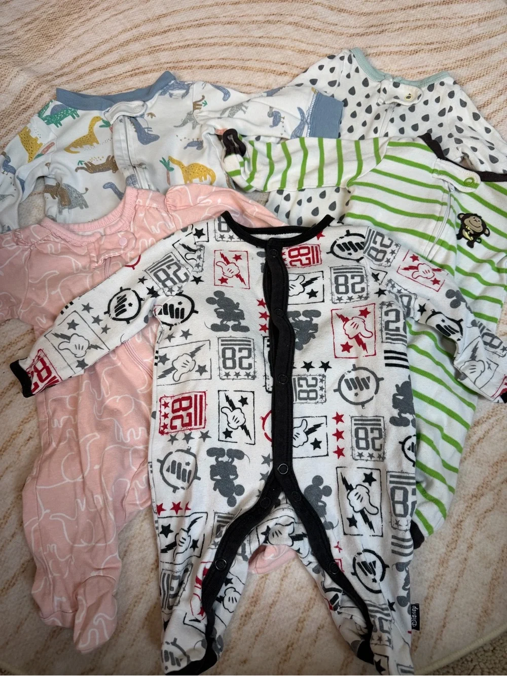 Assorted 0–3 Months Soft Long-Sleeve Baby Pajamas & Footies
